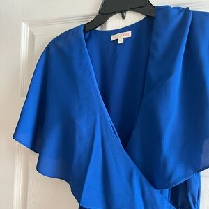 Gianni Bini royal blue wrap front midi dress